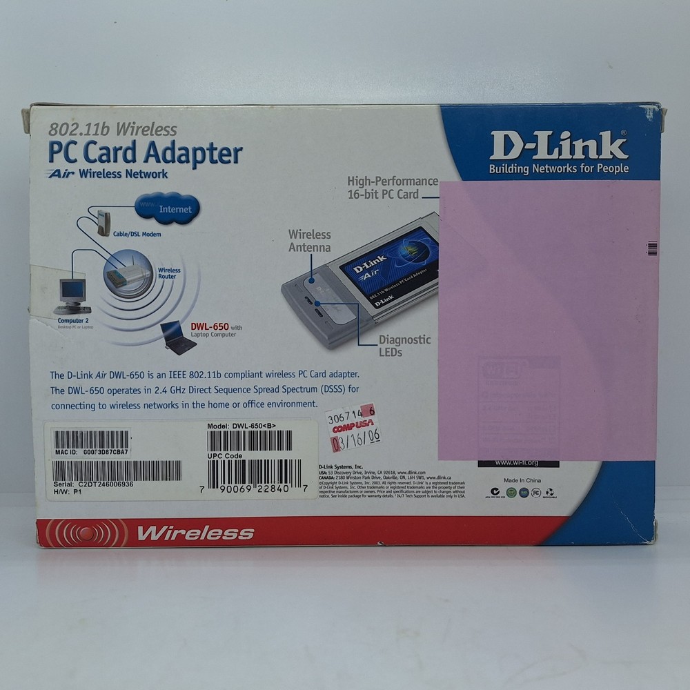 D-Link Wireless CardBus Adapter 802.11b 11Mbps (DWL-650)