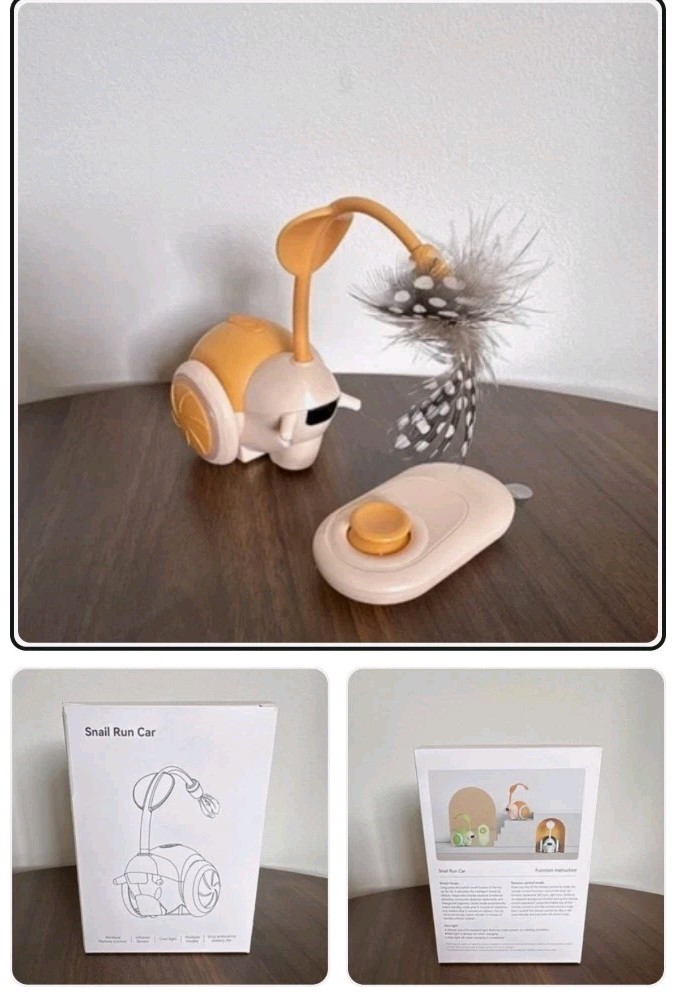 Snail Run Car Remote Control Interactive Cat Toy, Infrared Sensor, Cool Light