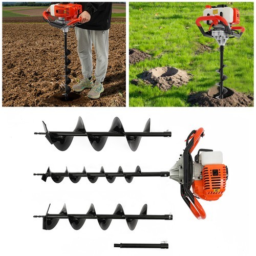 2-Stroke 52CC Earth Auger Digging Machine Gas Powered Post Hole Digger w/ 3 Bits