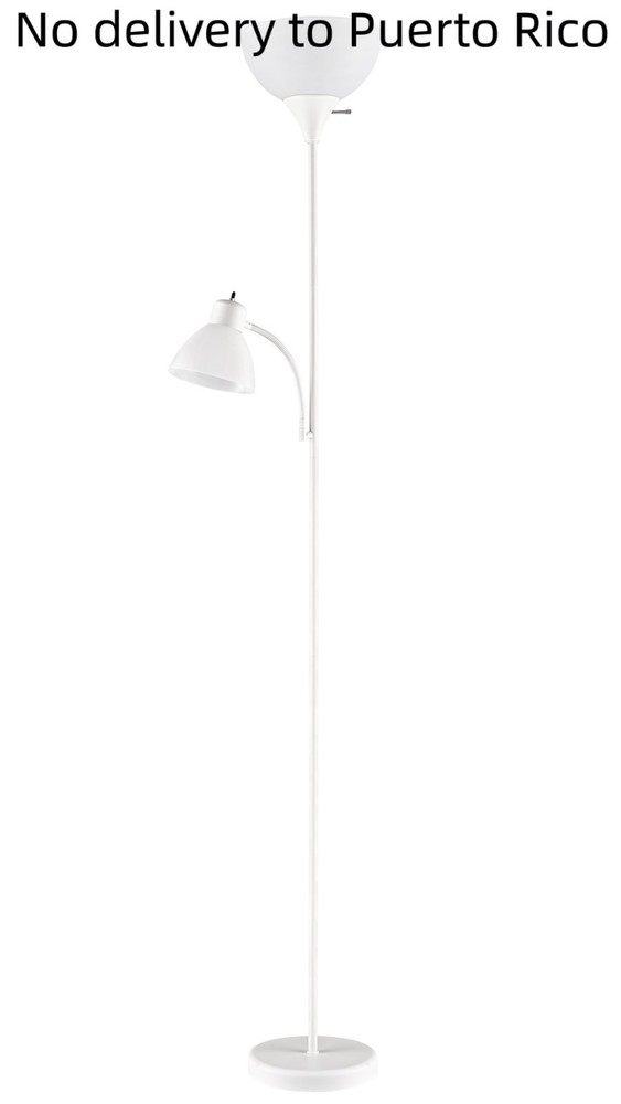 72‘’ White Combo Floor Lamp with Reading Lamp, Modern Design