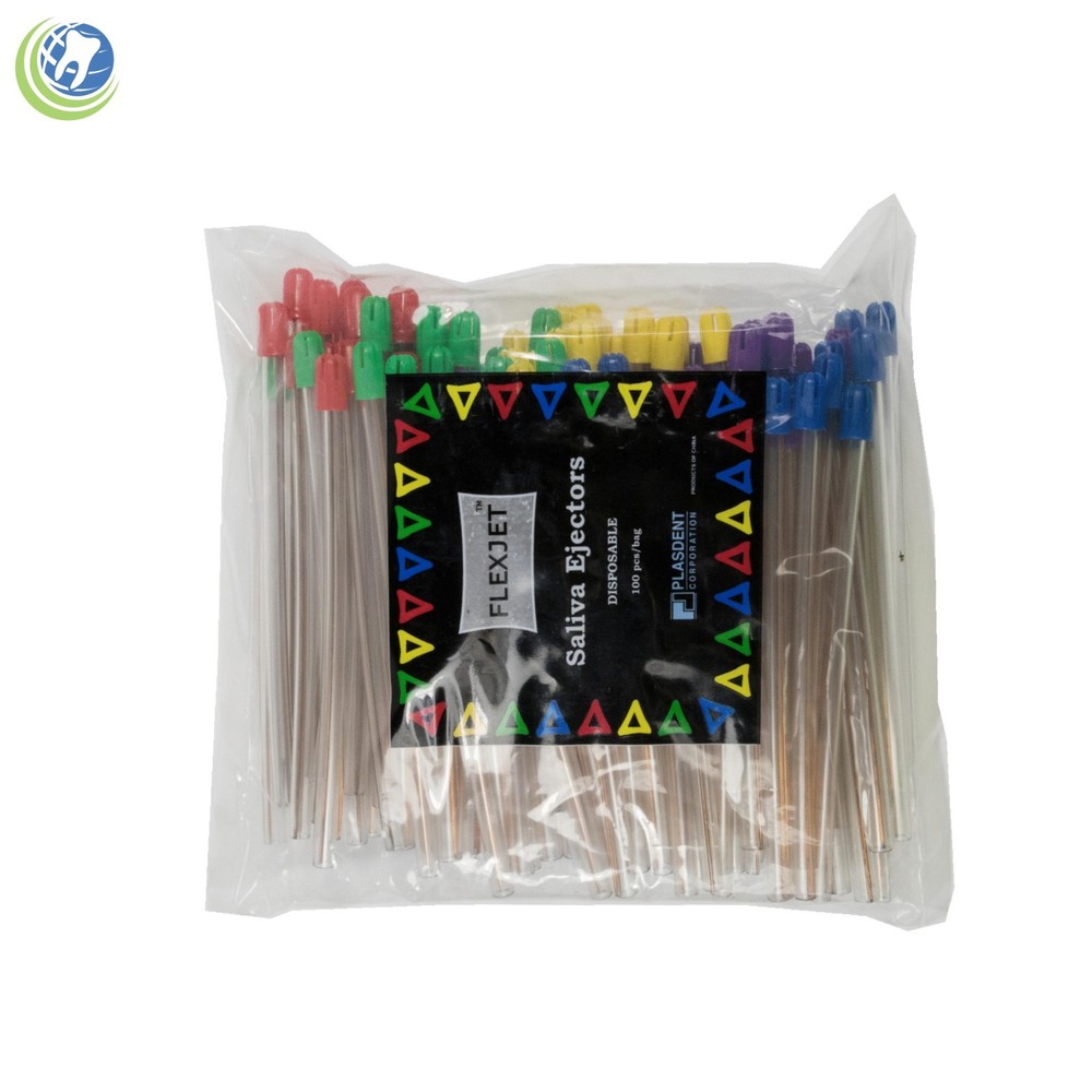 Dental Disposable Saliva Suction Ejectors Clear Assorted Tips Bendable 6" 100pc