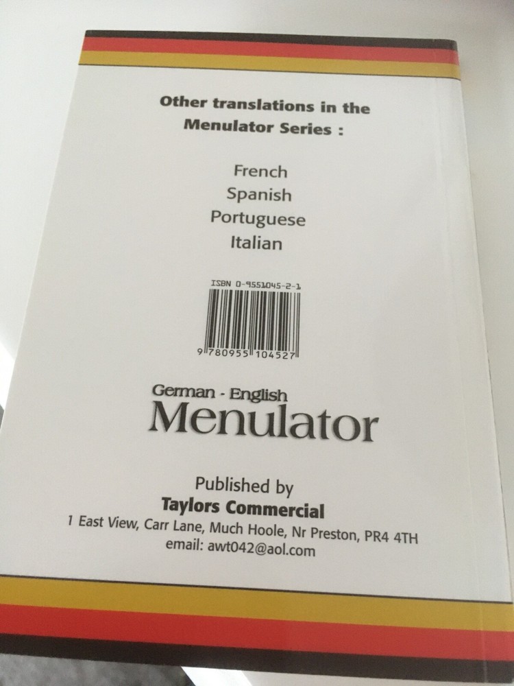 German Menulator travel guide book