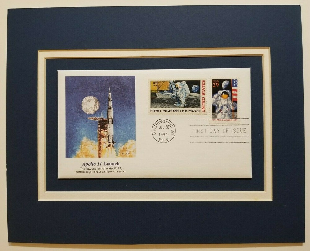 APOLLO 11 - LAUNCH - FIRST MAN ON THE MOON - FRAMEABLE POSTAGE STAMP ART - 0915