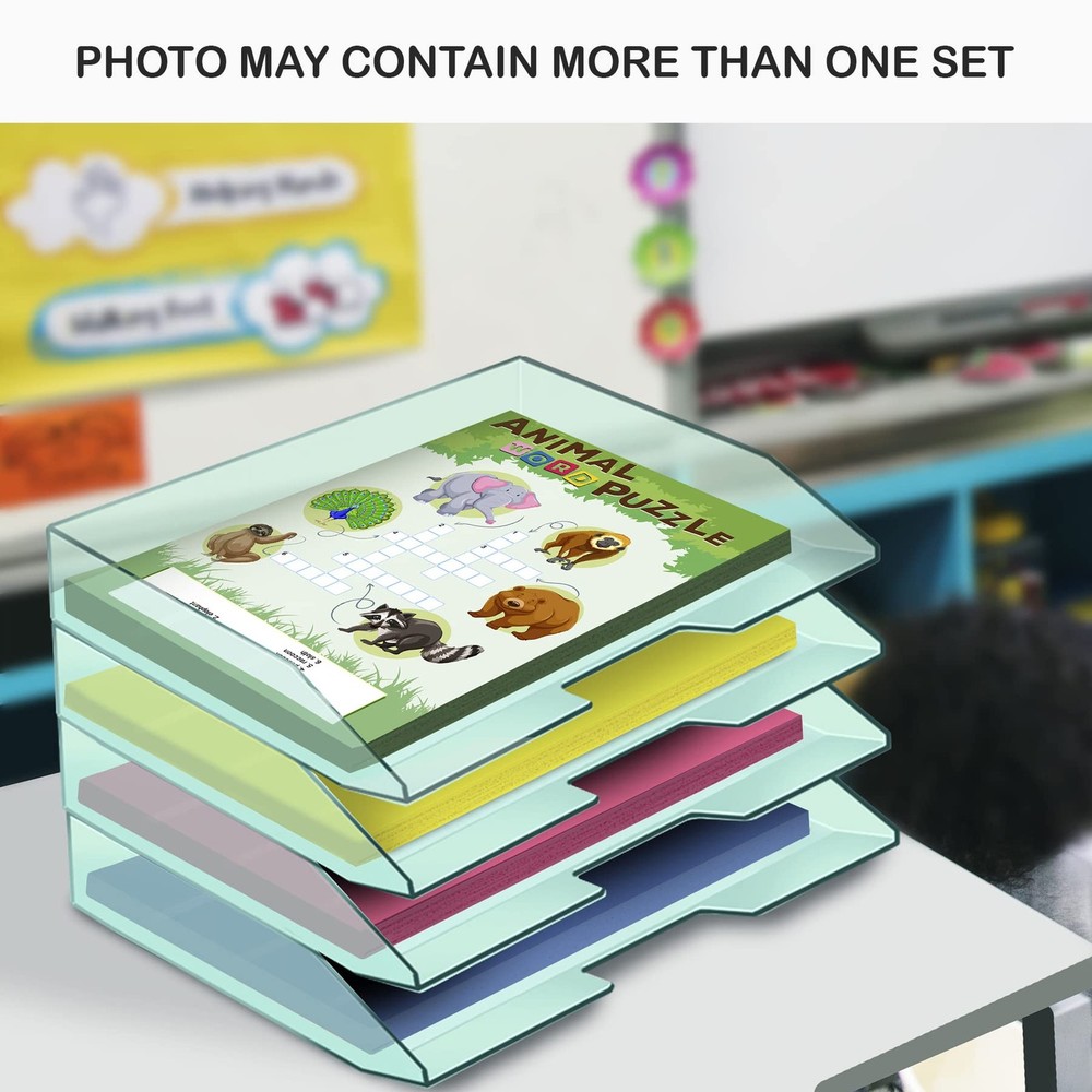 Stackable Letter Tray Single Side Load, Plastic, Desktop File Organizer (Clea...