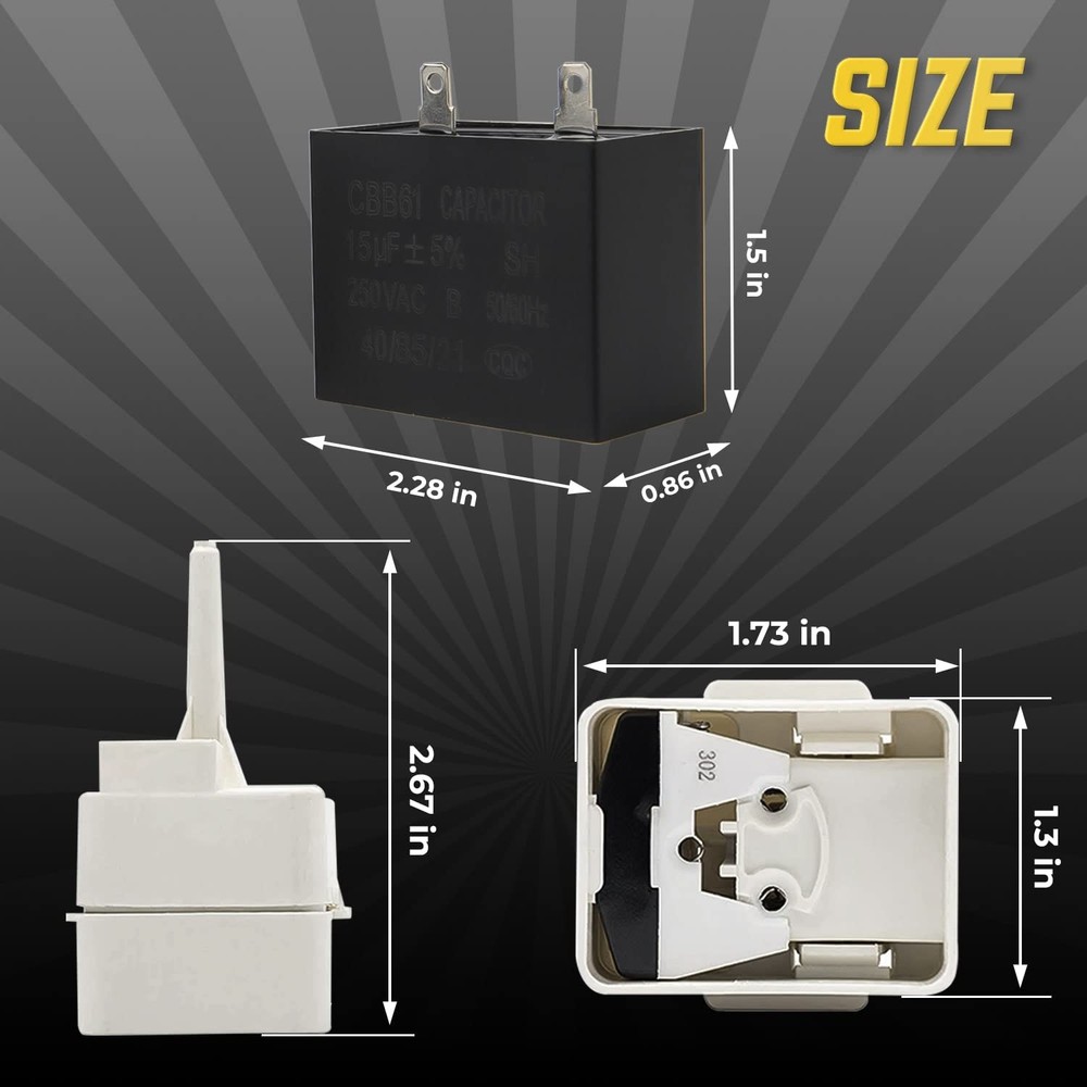 W10613606 Refrigerator Compressor Start Relay and Capacitor by Compatible wi...