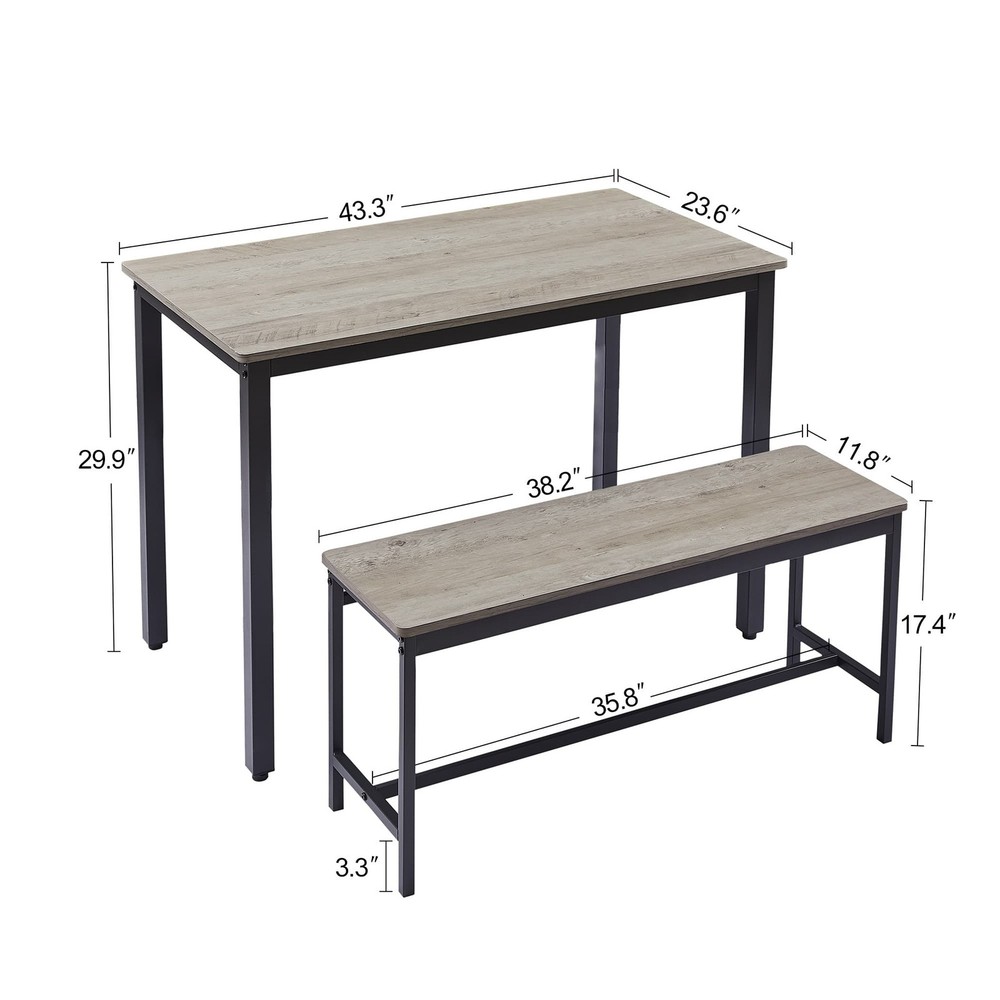 Dining Table Set for 4, Bar Table with 2 Dining Benches, Kitchen Table Counter