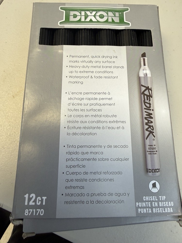 Dixon Redimark Permanent Marker Chisel Tip Black 12‑Count (87170)