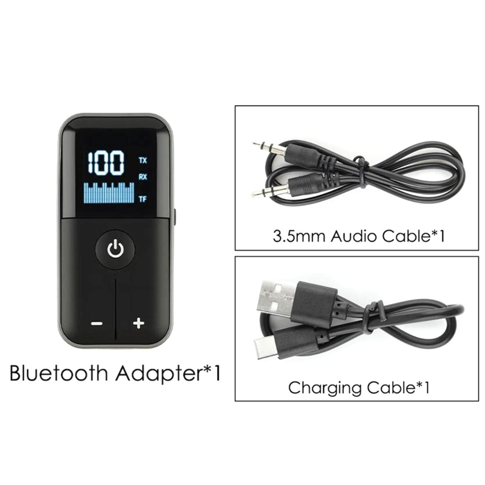 Bluetooth 5.4 Transmitter and Receiver with Battery Indicator 3.5mm Aux Adapter