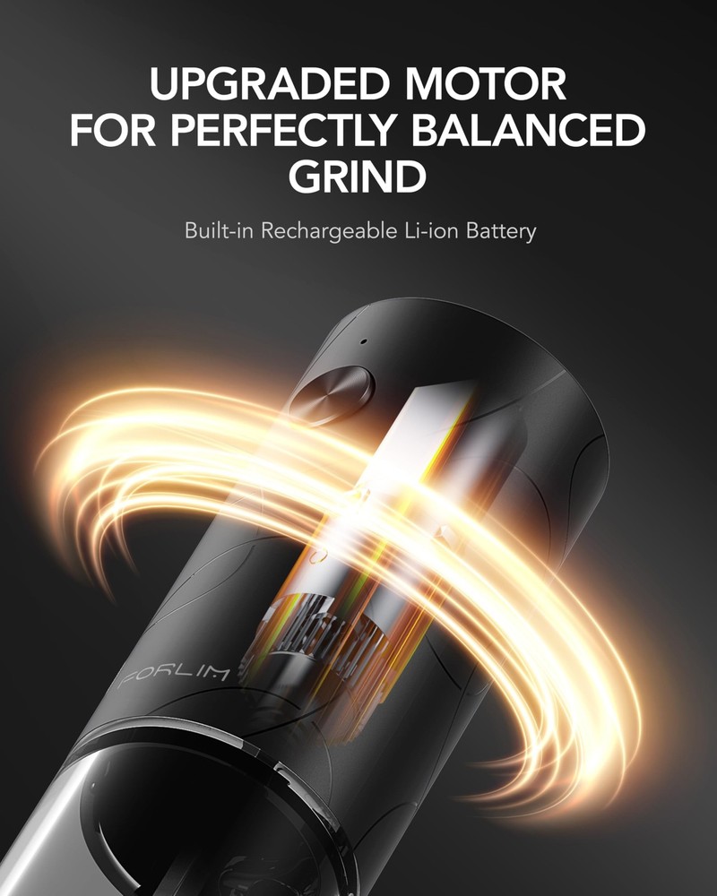 FORLIM Electric Salt and Pepper Grinder Set, USB Rechargeable, Automatic Salt