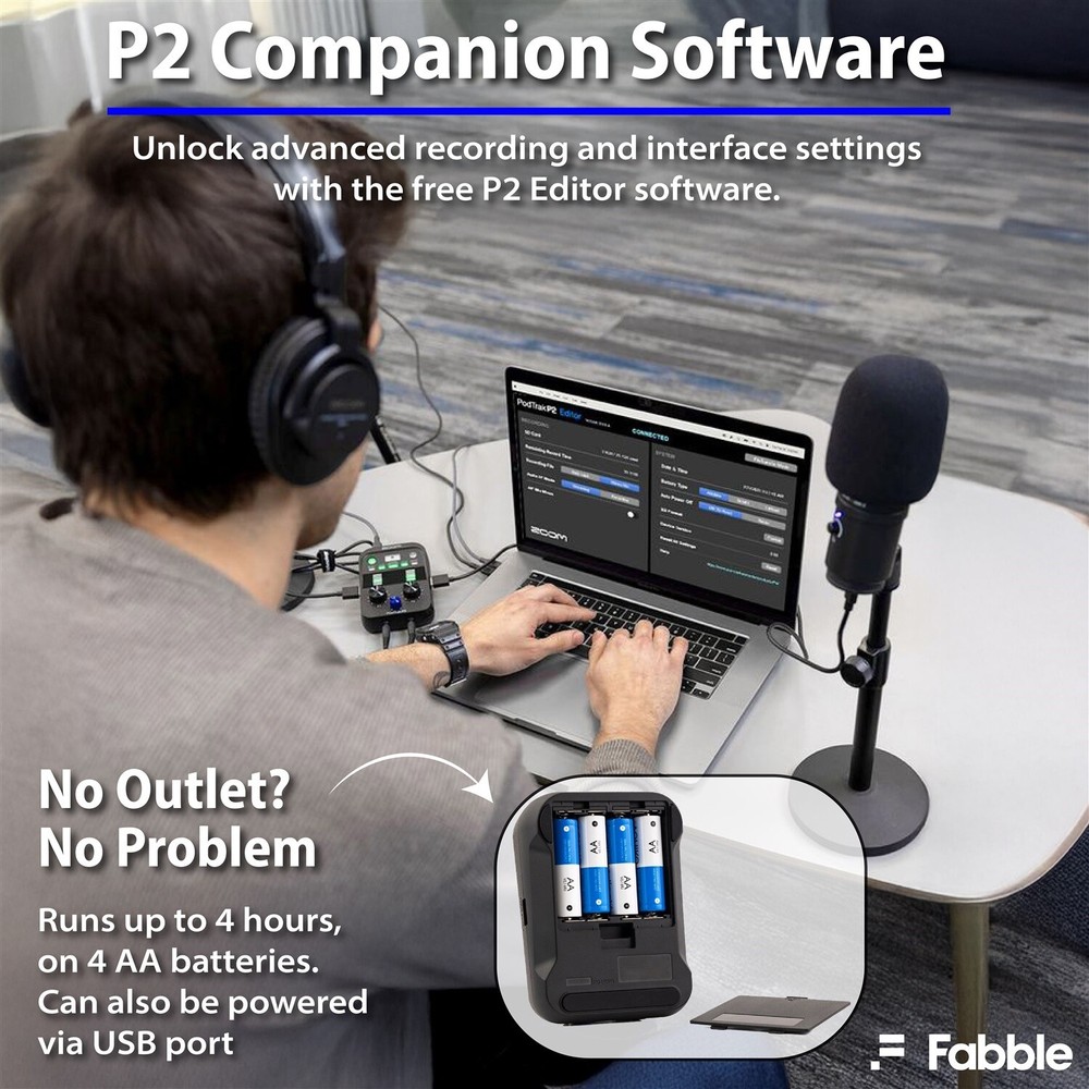 Zoom PodTrak P2 Podcast Recorder Bundle