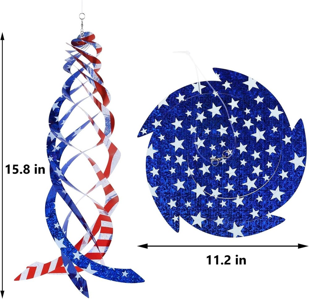6 American Flag Reflective Garden Spinners - Effective Bird Deterrent Solution