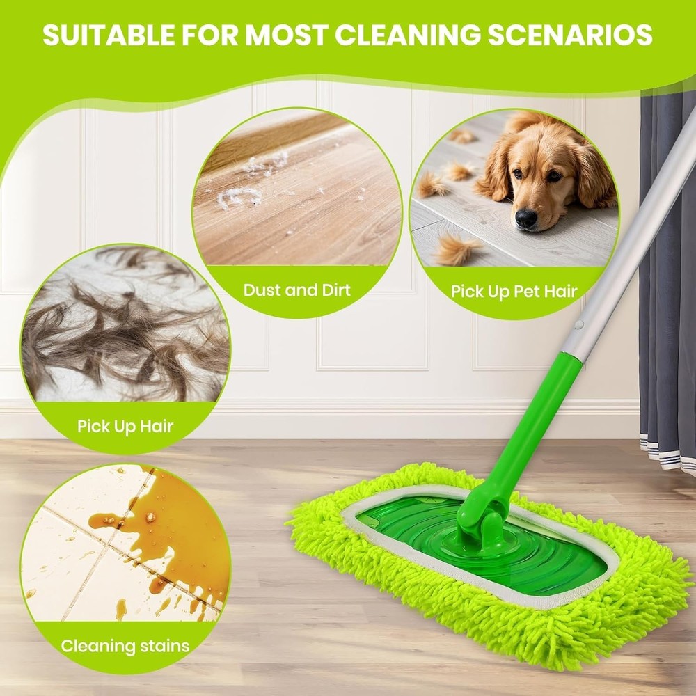8 Pack Chenille Mop Pads, Reusable Microfiber Mop Refills for 10''–12'' Flat Mop