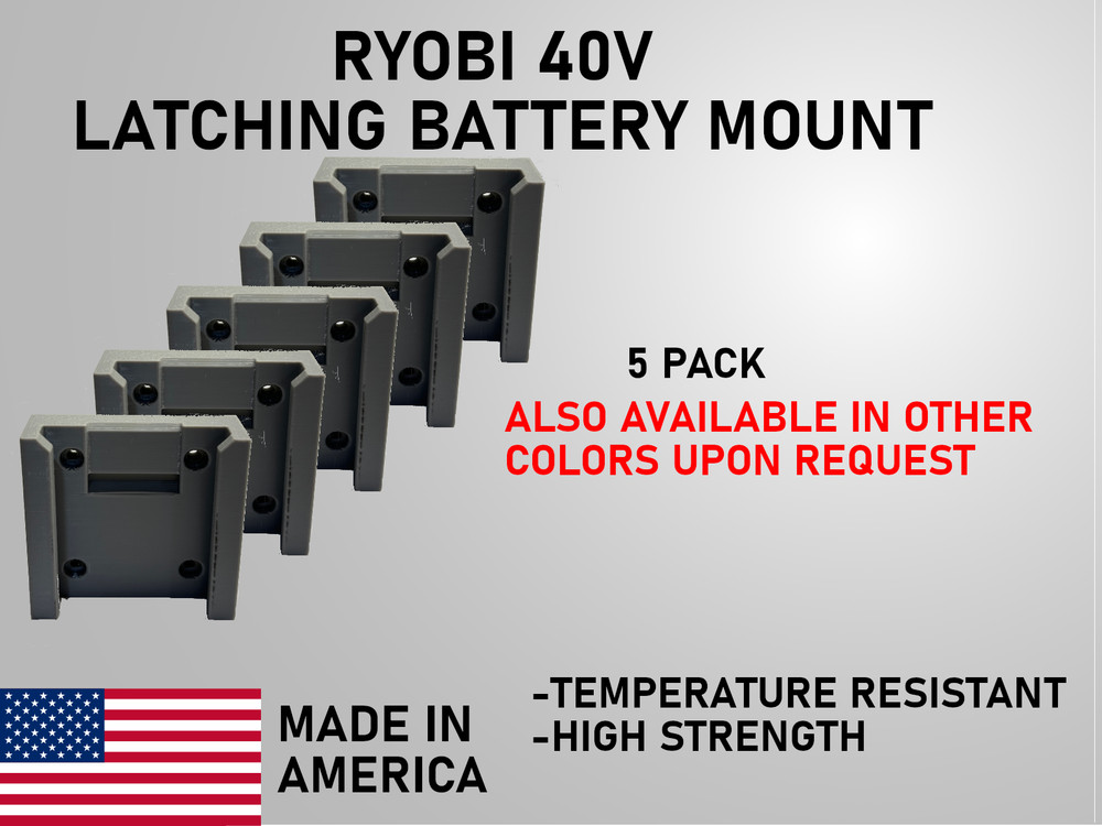 Ryobi 40V Latching Battery Wall Mount [QTY 5] – Garage or Workshop