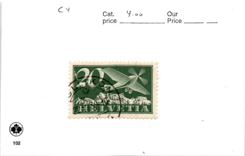 Switzerland, Postage Stamp, #C4 Used, 1925 Airplane (AL)