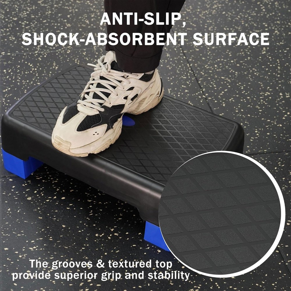 18 Workout Aerobic Stepper Step Platform with 2 Risers, Multiple Colors
