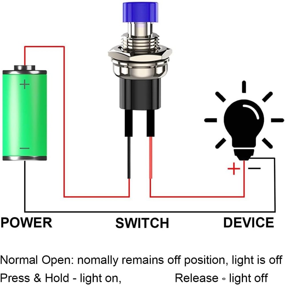 Mini Push Button Switch 7mm 10pcs Prewired White
