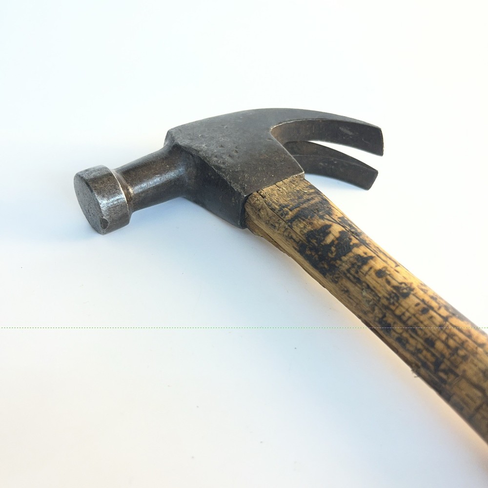 Vintage Unmarked Claw Hammer Wood Handle 12"