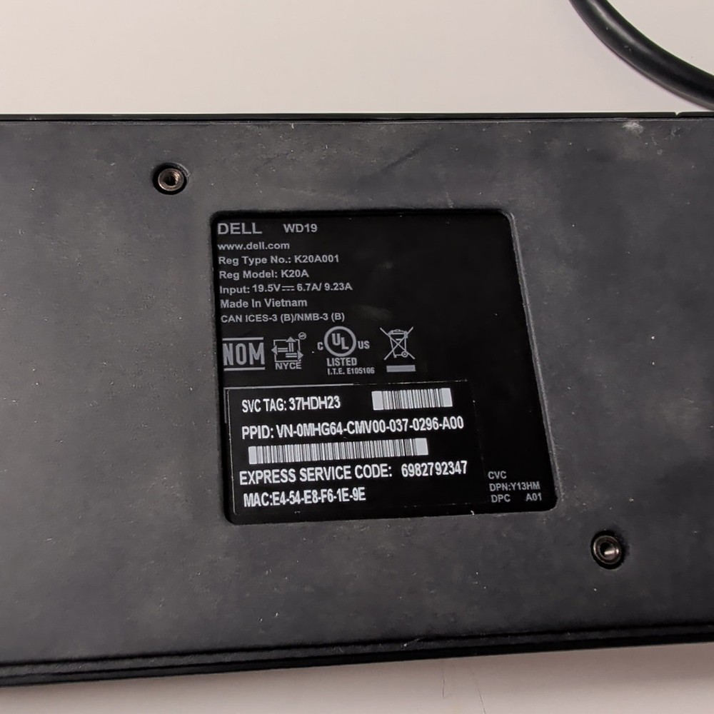 Dell WD19 Docking Station | DOCK ONLY Tested