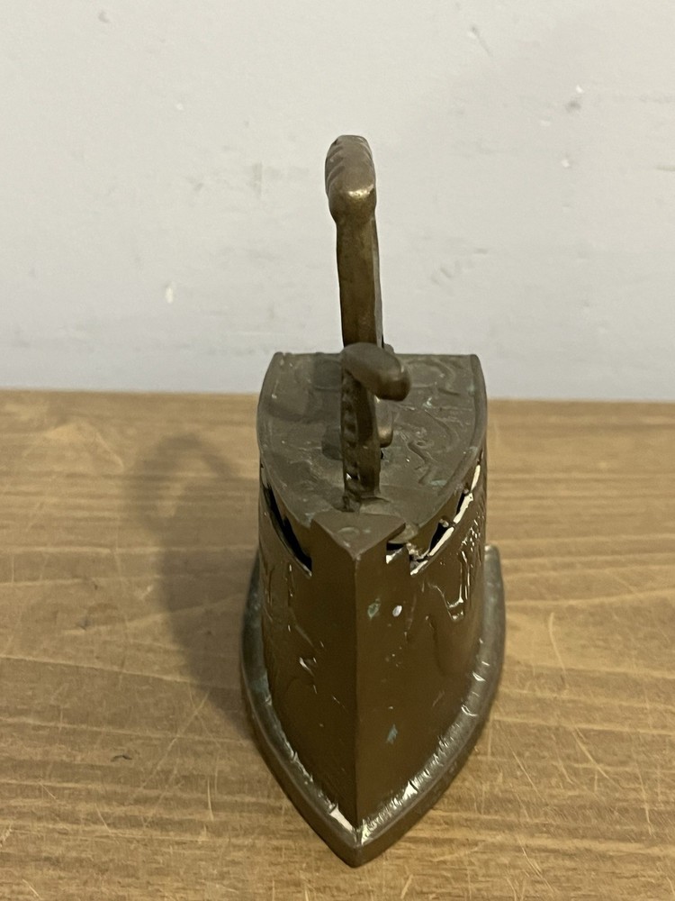 Vintage Embossed Brass Sad Iron