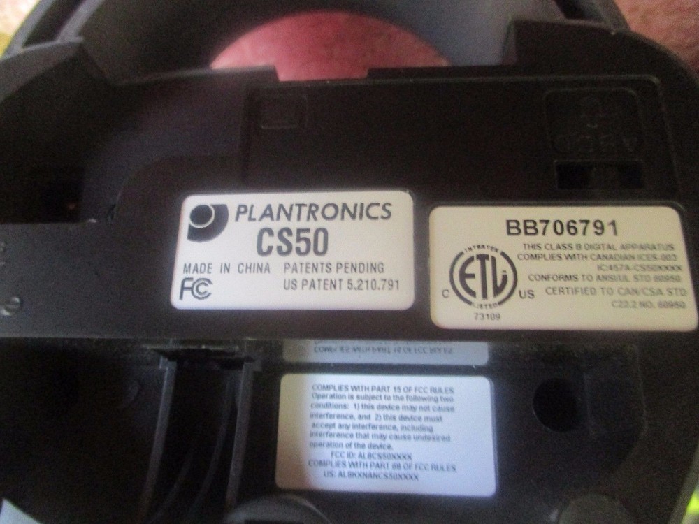 Plantronics Model: CS50 Headset Cradle with AC Adapter. Good Retired Stock