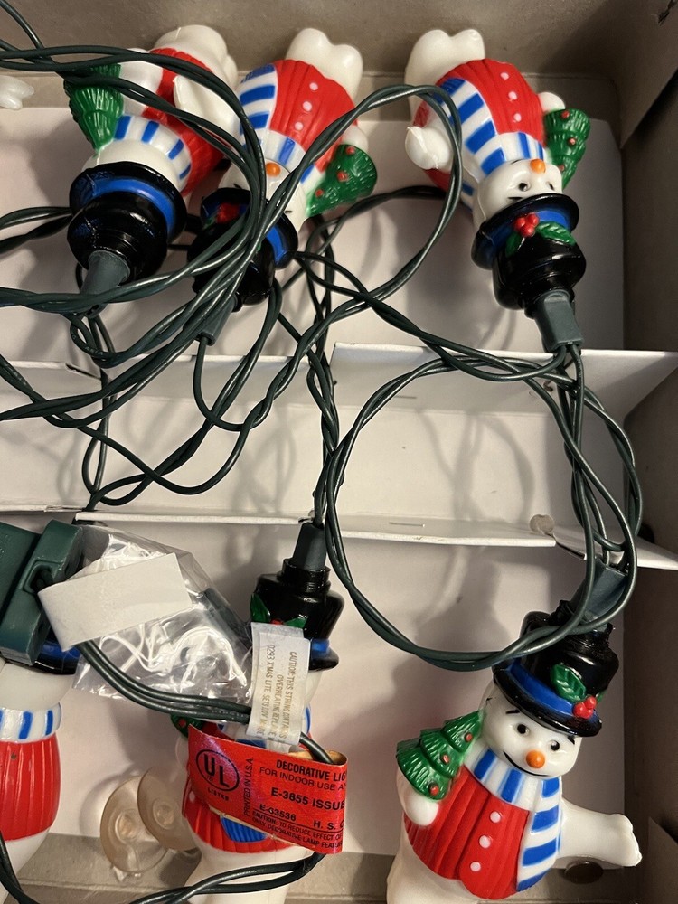 Vintage Snowman Lights 10 String Winter Holiday