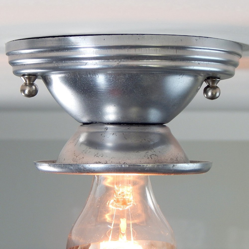 Vintage Aluminum Flush Mount Ceiling Light Fixture