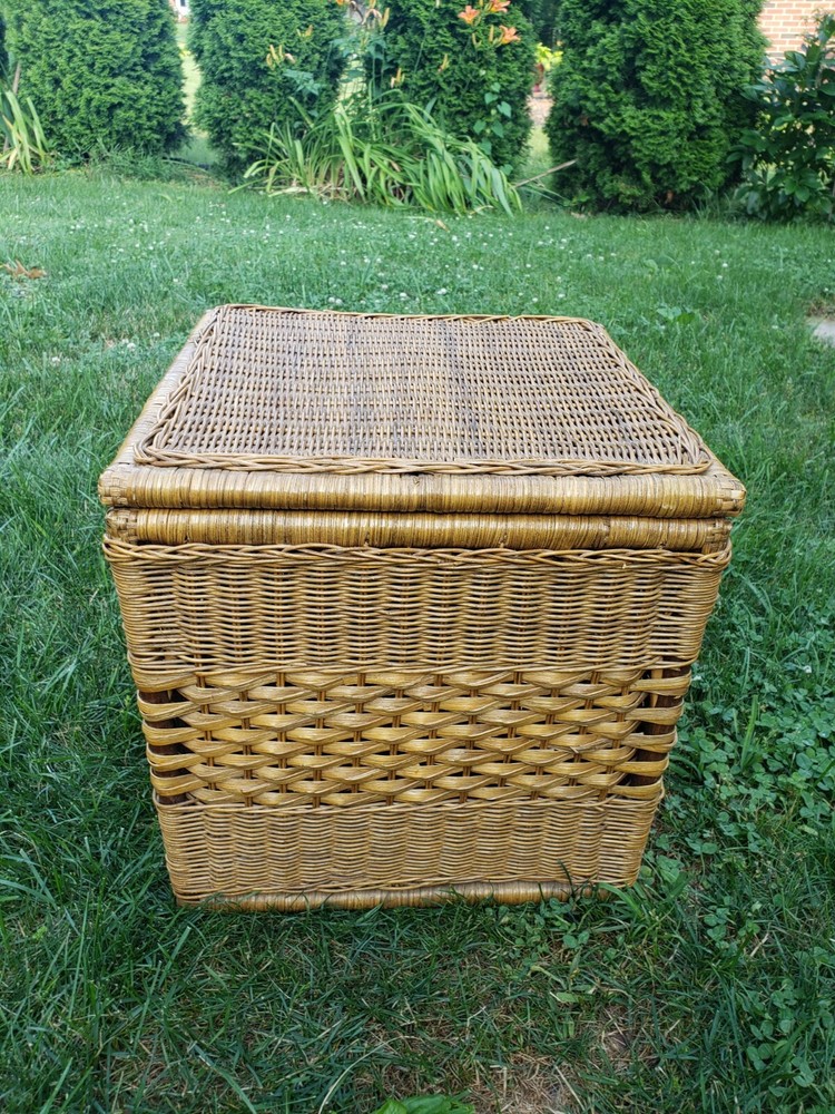 Vintage Rattan Wicker Chest/Table