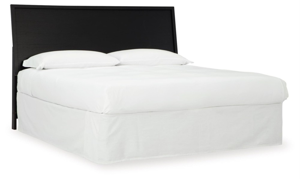 Bowery Hill Engineered Wood Contemporary Black King Panel Headboard