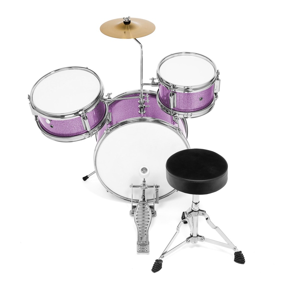 OPEN BOX - 3-Piece Junior Drum Set - Complete Mini Beginner Kit - Purple