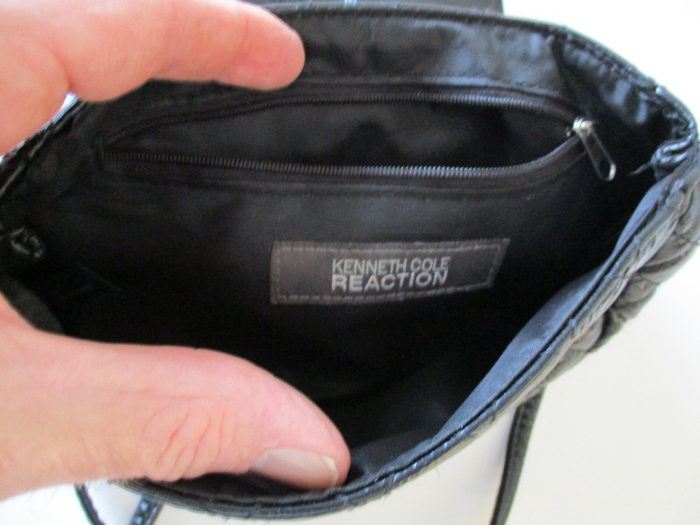 Kenneth Cole Reaction Black Quilted Leather Strap Clutch