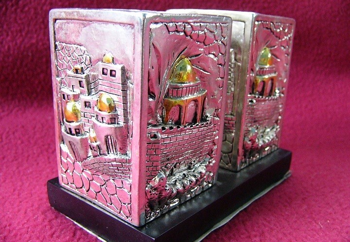 Vintage Silver 925 Gold Plated Candlesticks Panorama