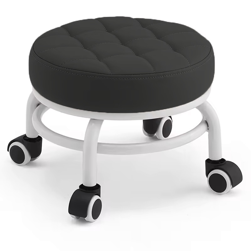 Low Scoot Roller Stool Seat PU Leather Rolling Stool Step Stool Mechanic Stool