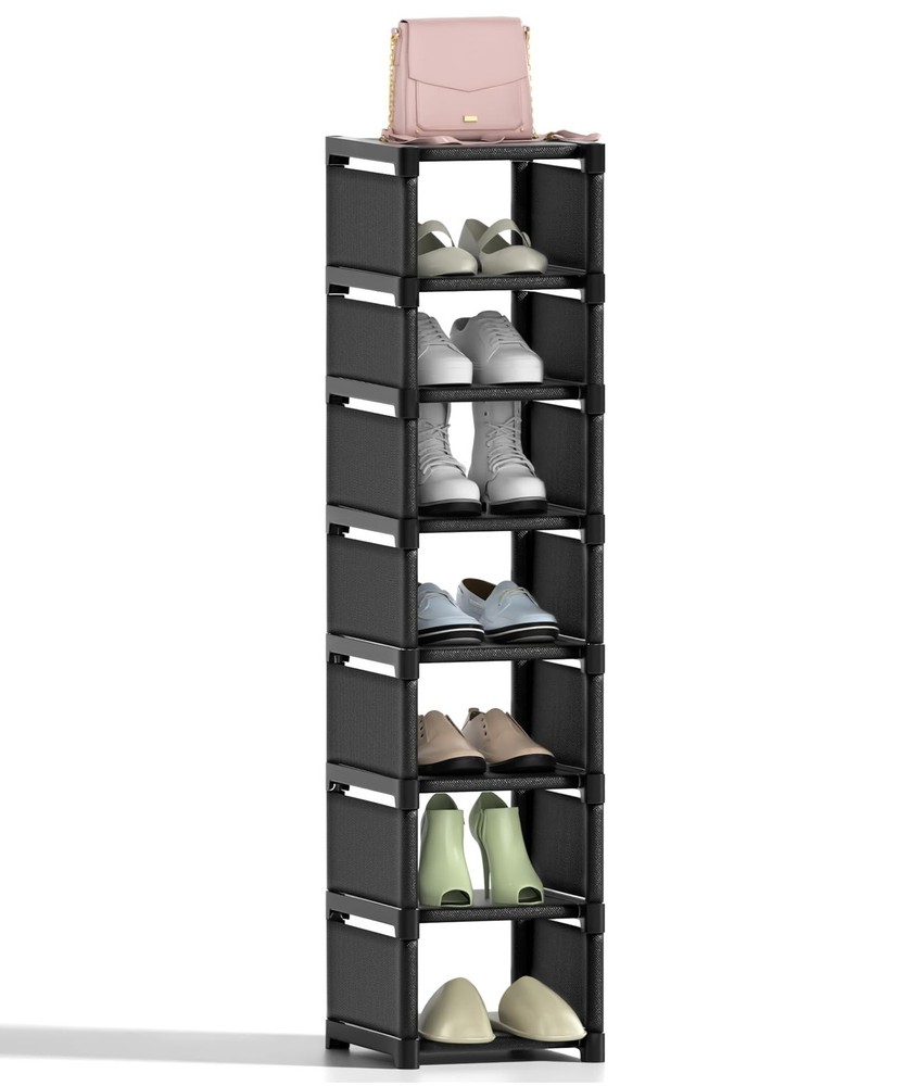 Narrow Shoe Rack 8 Tier, Slim Vertical Shoe Organizer for Small Spaces, Stack...