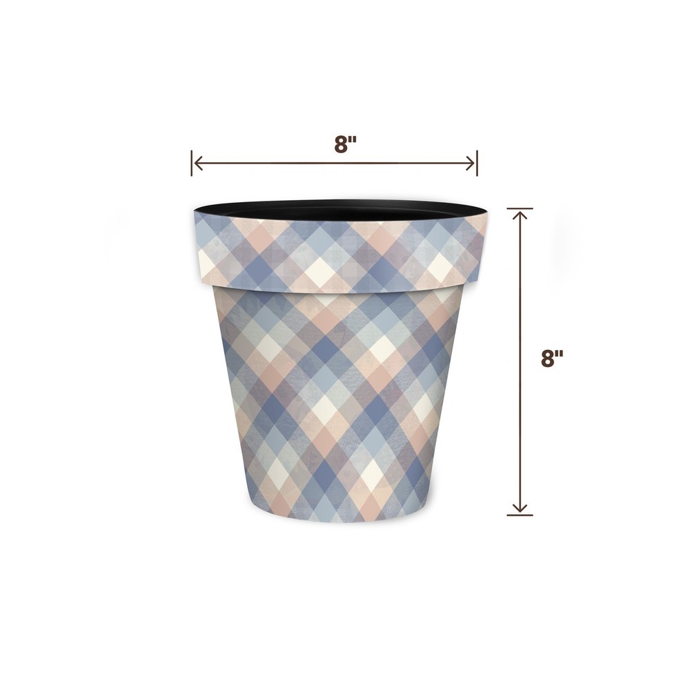 Briarwood Lane Pink and Blue Check Small Planter