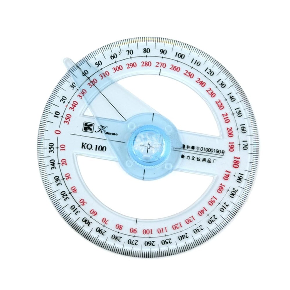 Blue 360 Degree Angle Measure Circle Protractor Plastic Drafting Ruler