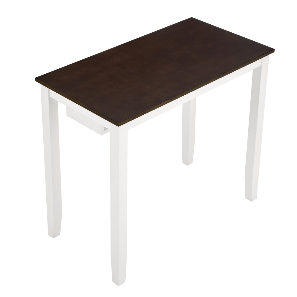 4-Piece Industrial Bar Table Set W/ 2 Stools, Antique Gray White