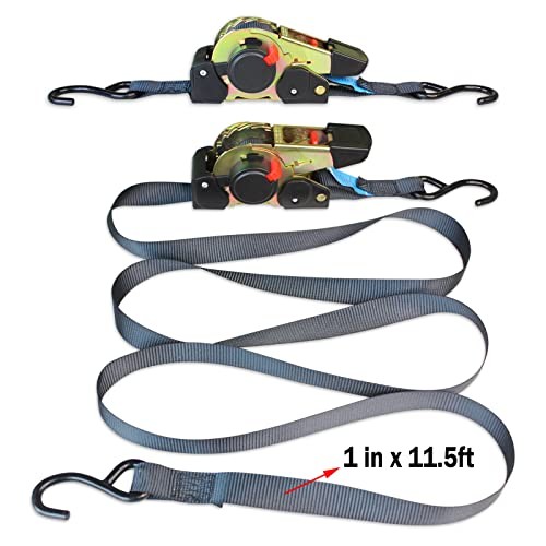 ANLULOAD Retractable Ratchet Strap(1 in x 11.5 ft),Ratchet Tie Down Strap for