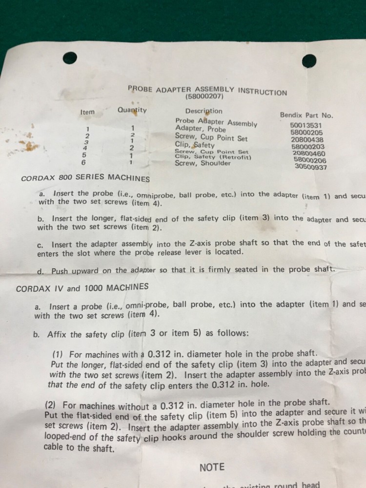 BENDIX Probe Adapter Assembly - P/N 58000207