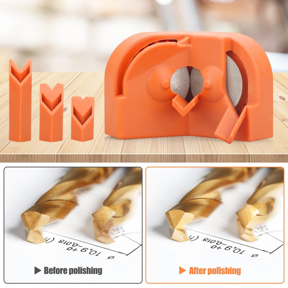 Multipurpose Portable Drill Bit Grinder Blade Sharpener Tool + 2 Grinding Wheels