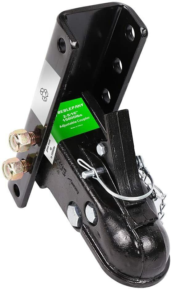 Adjustable Trailer Coupler and 5-Position Channel Bracket Kit 2-5/16" Hitch Ball