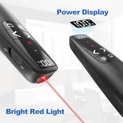 Wireless Presentation Clicker with Case, USB-C Red Laser Pointer for PowerPoint,