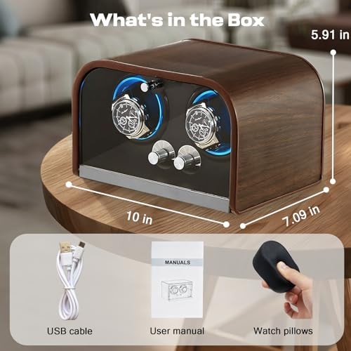 Watch Winders for Automatic Watches, Double Automatic Watch Winder Box 2 Slots