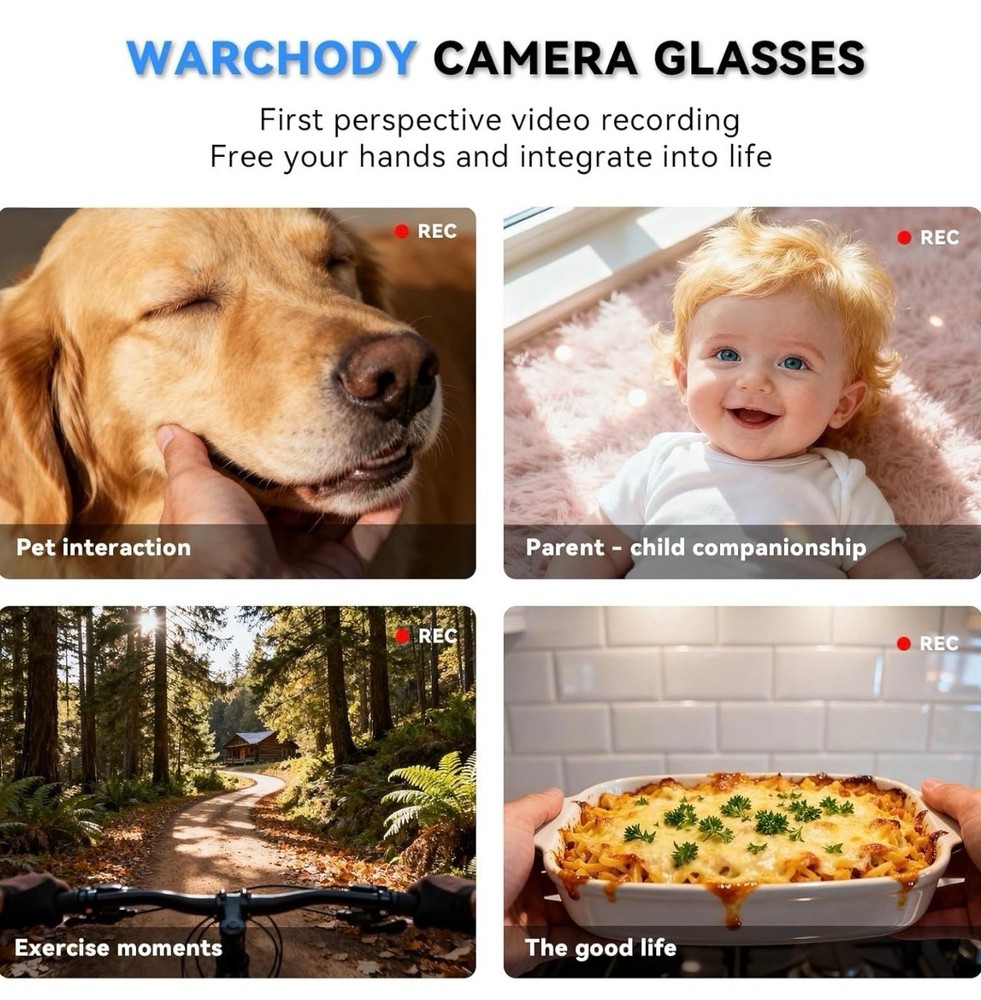 AI Smart Glasses with Camera, 8MP HD