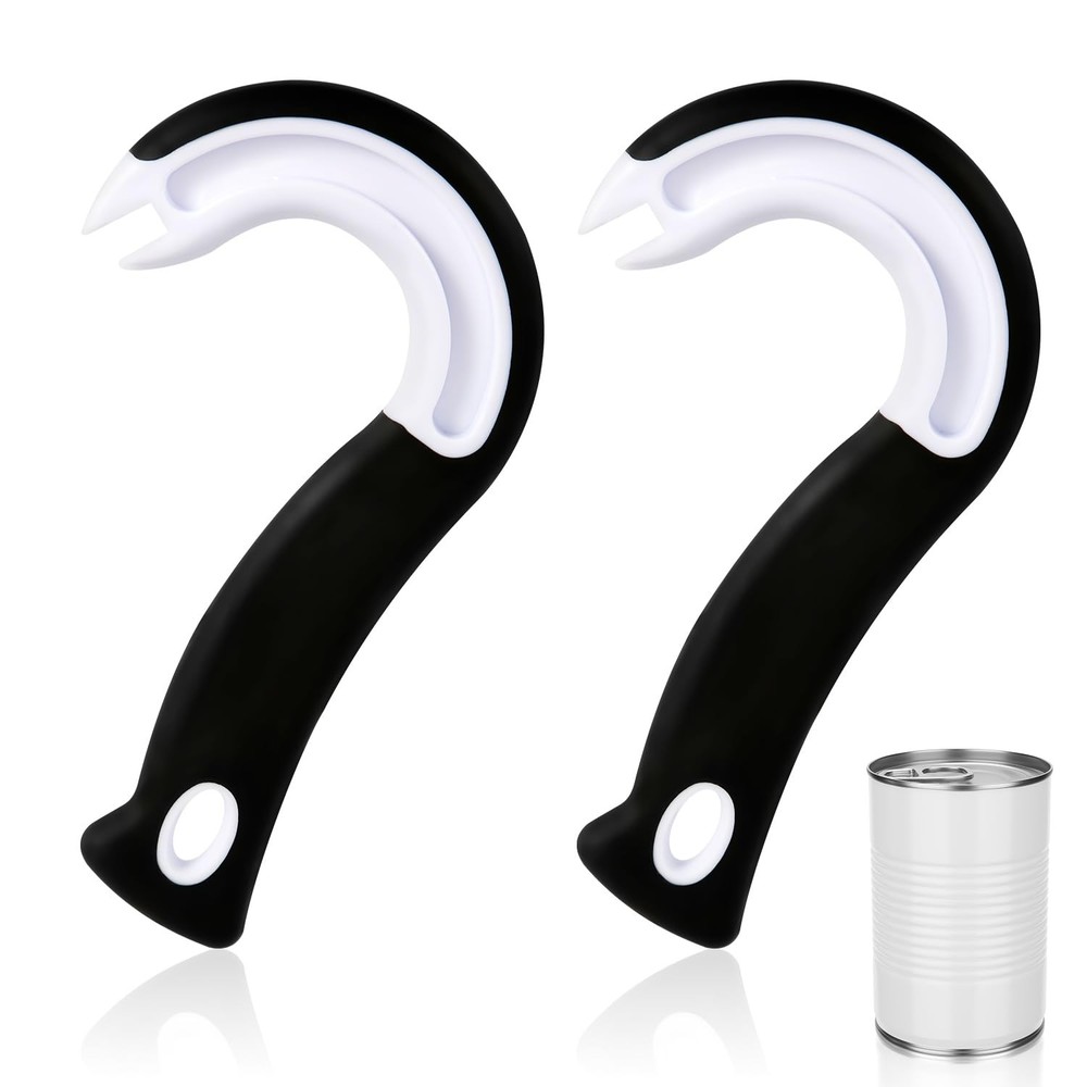 2pcs Easy Open Ring Pull Can Opener, Hook Opener for Pop S, white, black