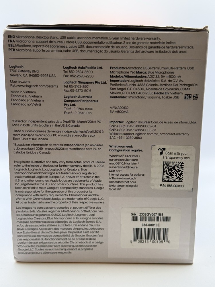 Logitech For Creators Blue Yeti Premium Multi-Pattern USB Microphone New Sealed