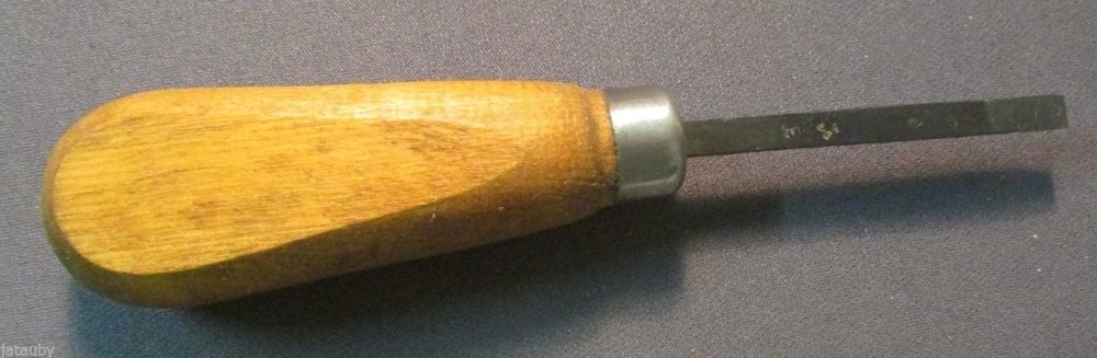 Vintage HUNTING TOOL Wood Handle Marked E with part Star