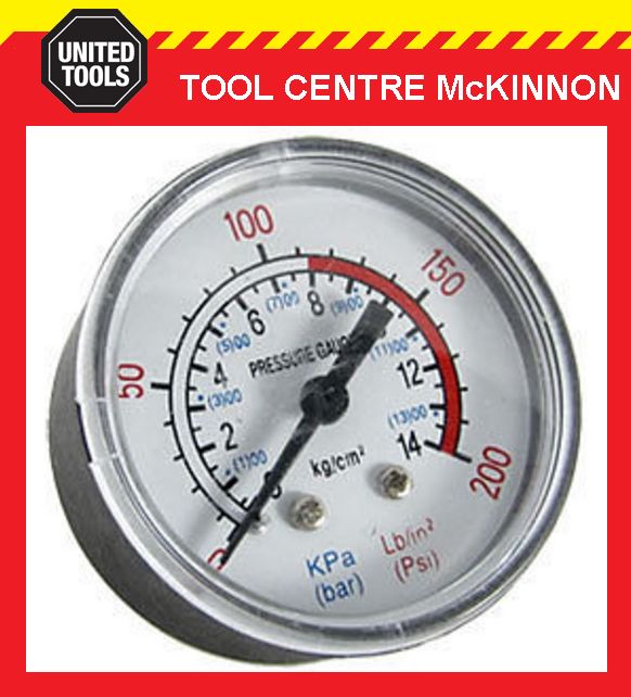 QUALITY AIR COMPRESSOR 200psi PRESSURE GAUGE WITH ¼” BSP THREAD – REAR MOUNT