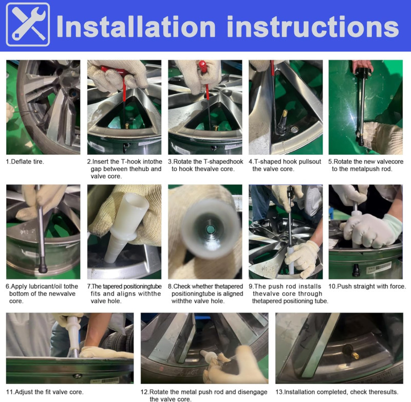 Quick Change Tire Valve Tool Kit,Tire Valve Stem Core Quickly Replacement Tool