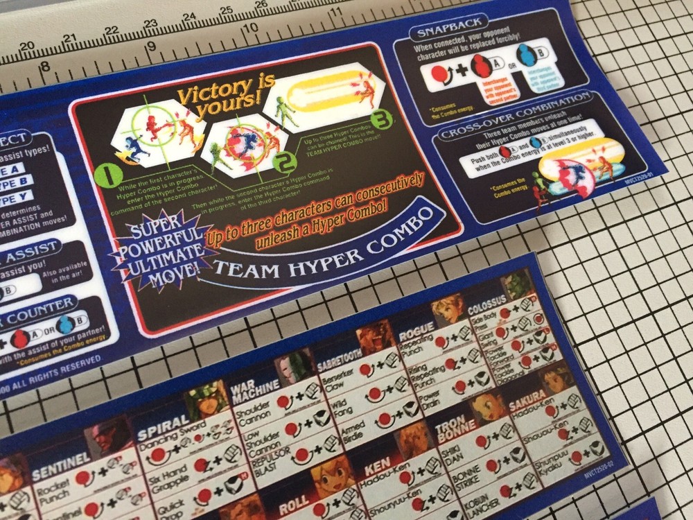 Marvel Vs Capcom 2 Arcade Moves List/Instruction Sheet Stickers