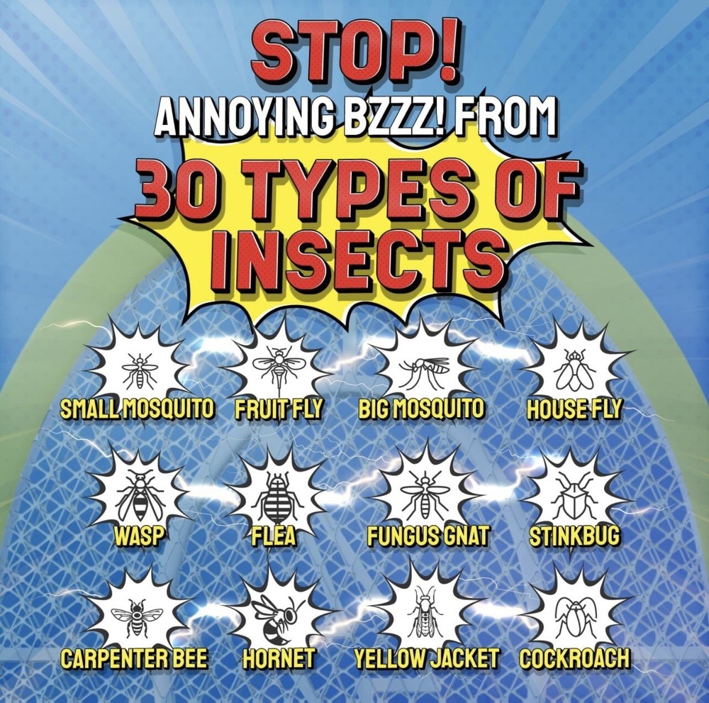 Cordless Electronic Bug Zapper Mosquito Insect Electric Fly Swatter - 2 PACK !!!